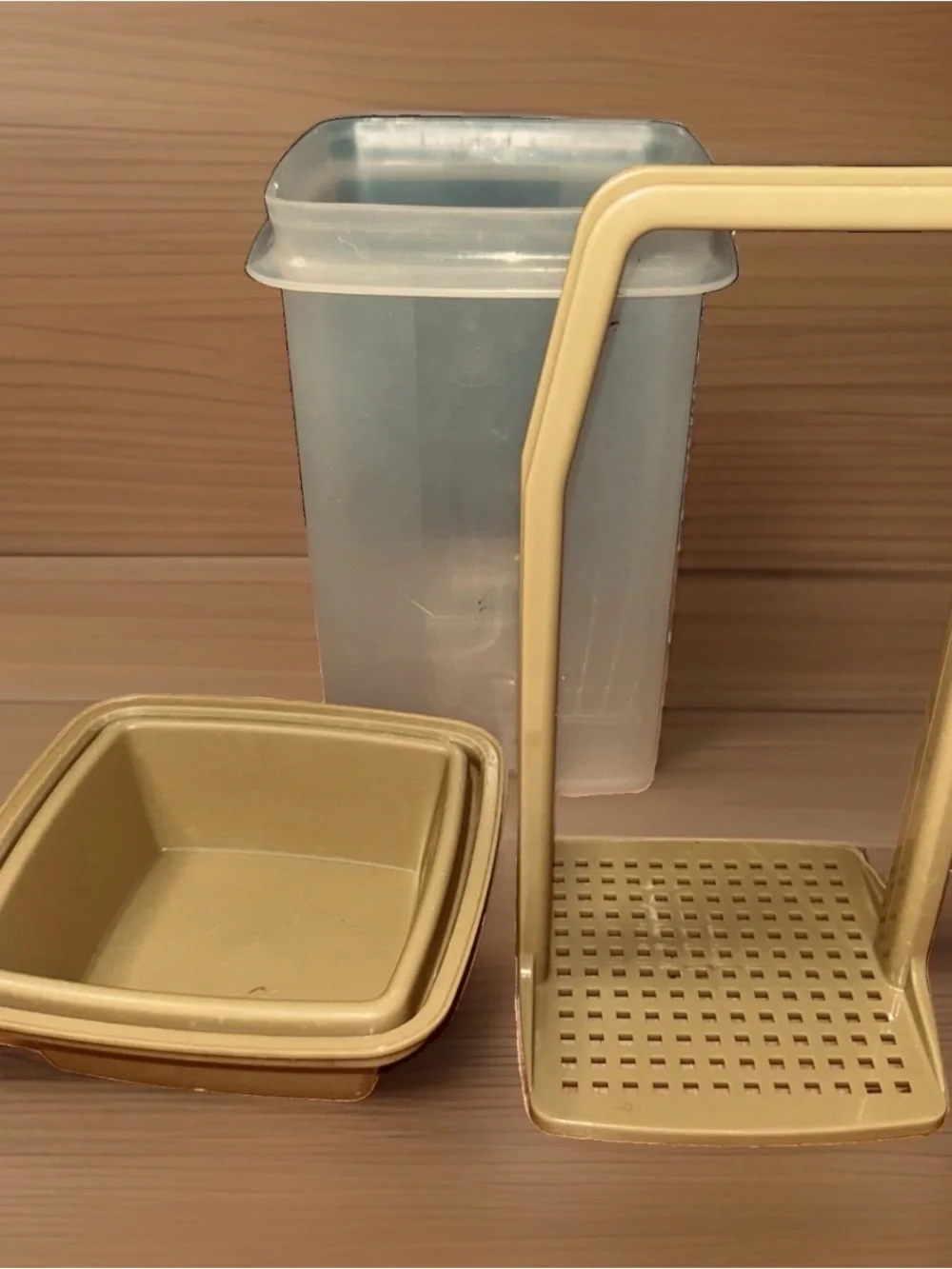 Vintage 3 piece Tupperware Pickle Keeper 1330-3 Clear/Olive Green
